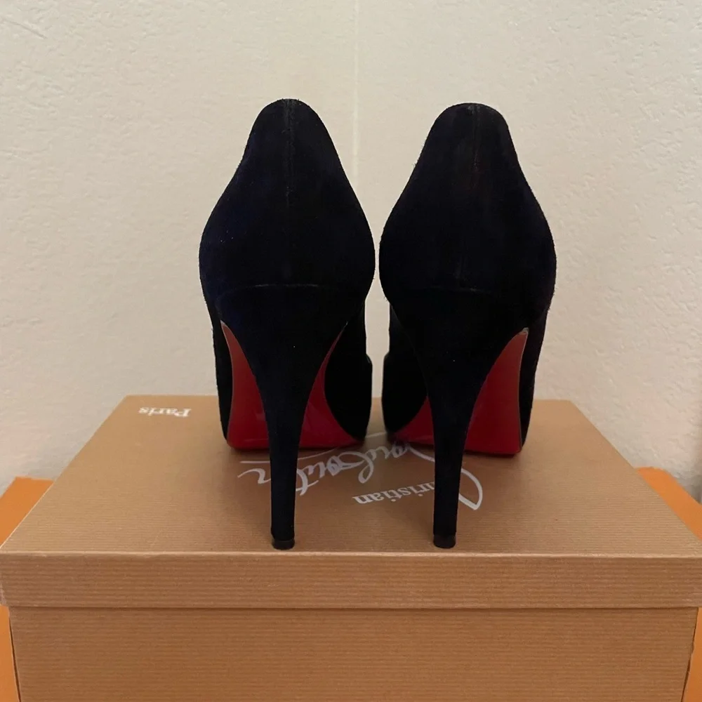 Christian Louboutin Very Prive Black Suede Veau Velour platform pumps EU38.5 - Picture 4 of 12